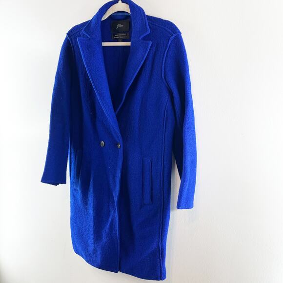 J. Crew Italian Boiled Wool Daphne Notch Lapel Longline Topcoat Cobalt Blue 4 - Picture 4 of 9